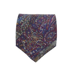 Designer Mens Silk Abstract Print Classic Tie Purple